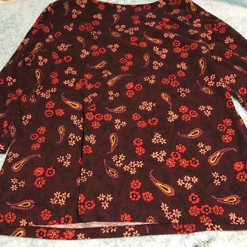 Loft Paisley Print 3/4 Sleeve Top, Size XL - Picture 3 of 3